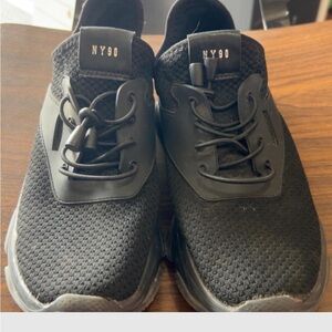 Steve Madden Myles-R athletic shoes in black monochrome w/ rhinestone embellish